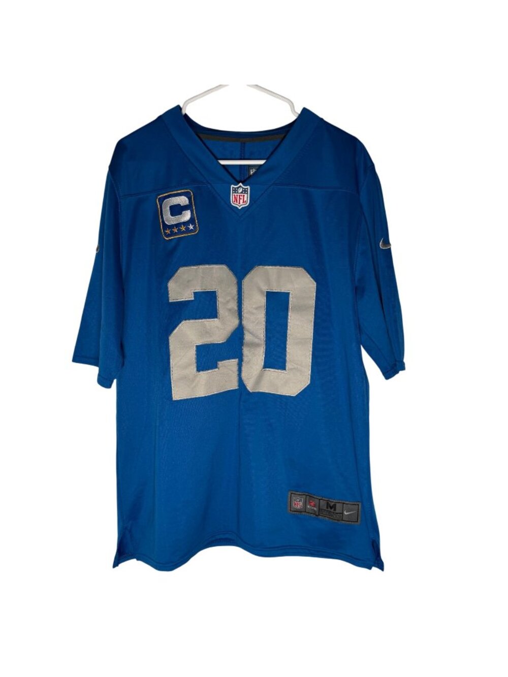 Nike Detroit Lions Barry Sanders #20 NFL On-Field Jersey Blue Mens Medium